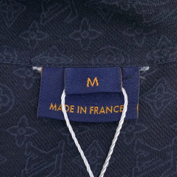 LOUIS VUITTON Mens Monogram Short Sleeve Button Down Shirt Size M Navy Blue Made - Picture 5 of 7